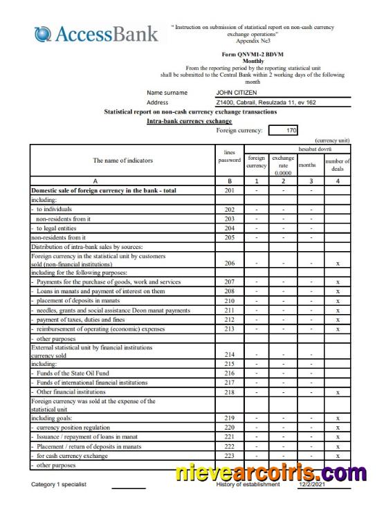 Azerbaijan Access Bank (english) excel pdf